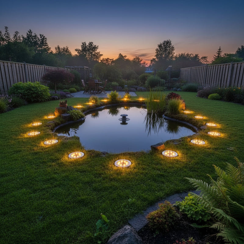 Verlichting rond een vijver