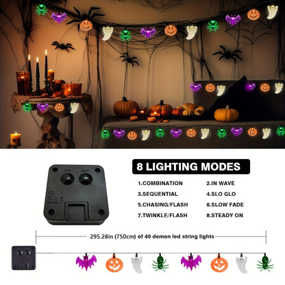 SpiderGlow | Lichtsnoer met halloween figuurtjes