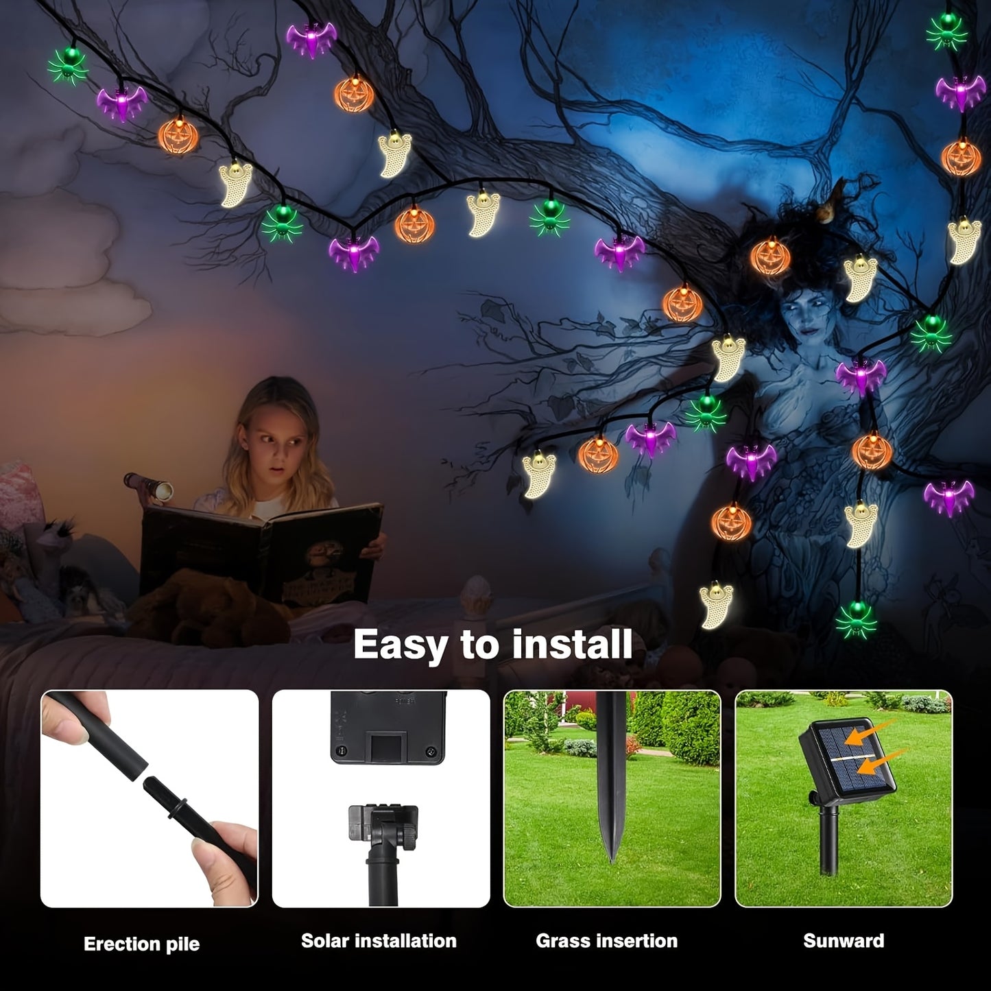SpiderGlow | Lichtsnoer met halloween figuurtjes