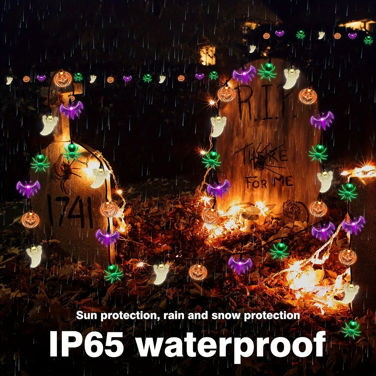 SpiderGlow | Lichtsnoer met halloween figuurtjes