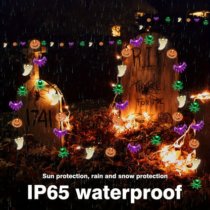 SpiderGlow | Lichtsnoer met halloween figuurtjes